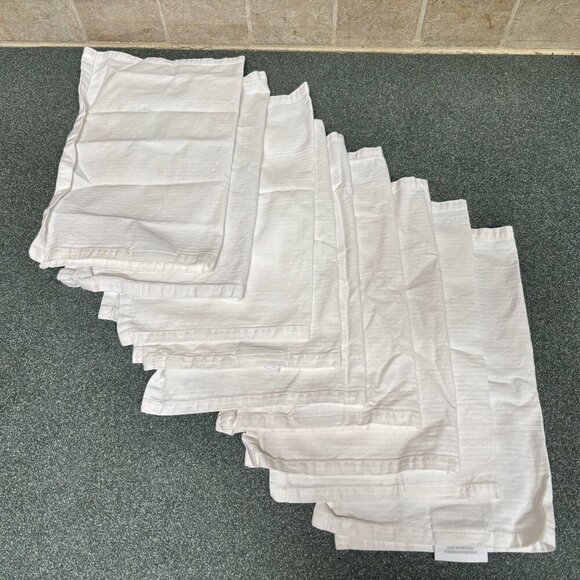 Restoration Hardware Set of Nine White Napkins, Striped 16" x 12" - Picture 1 of 9